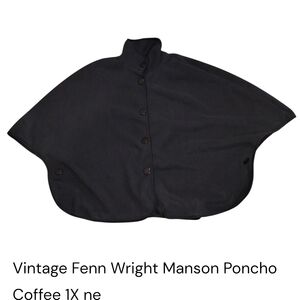 Vtg '10 🎉HP🎉 Fenn Wright Manson Poncho Cape 1X Brown Polyester NWOT